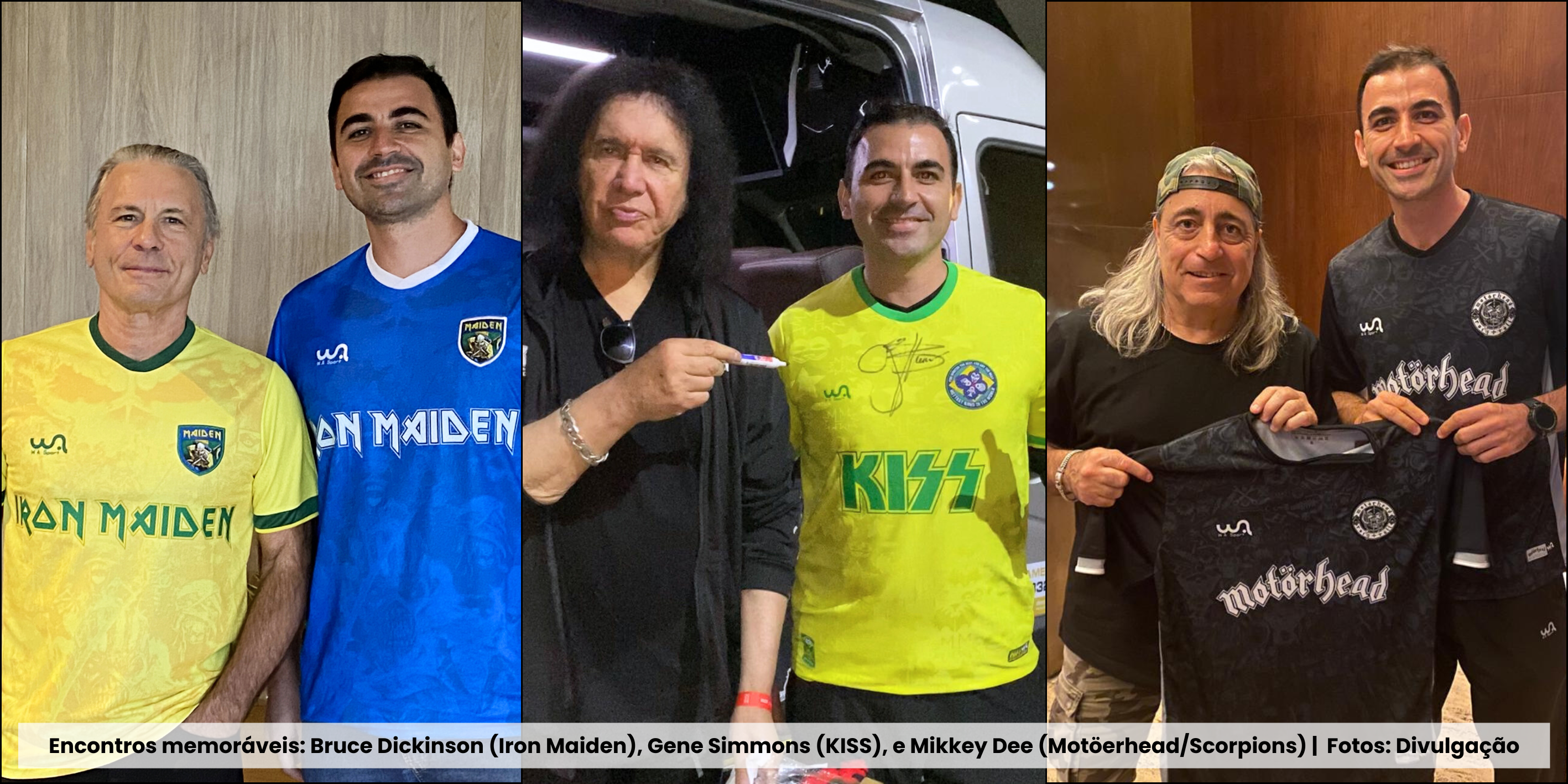 Encontros memoráveis: Bruce Dickinson (Iron Maiden), Gene Simmons (KISS), e Mikkey Dee (Motöerhead/Scorpions) |  Fotos: Divulgação